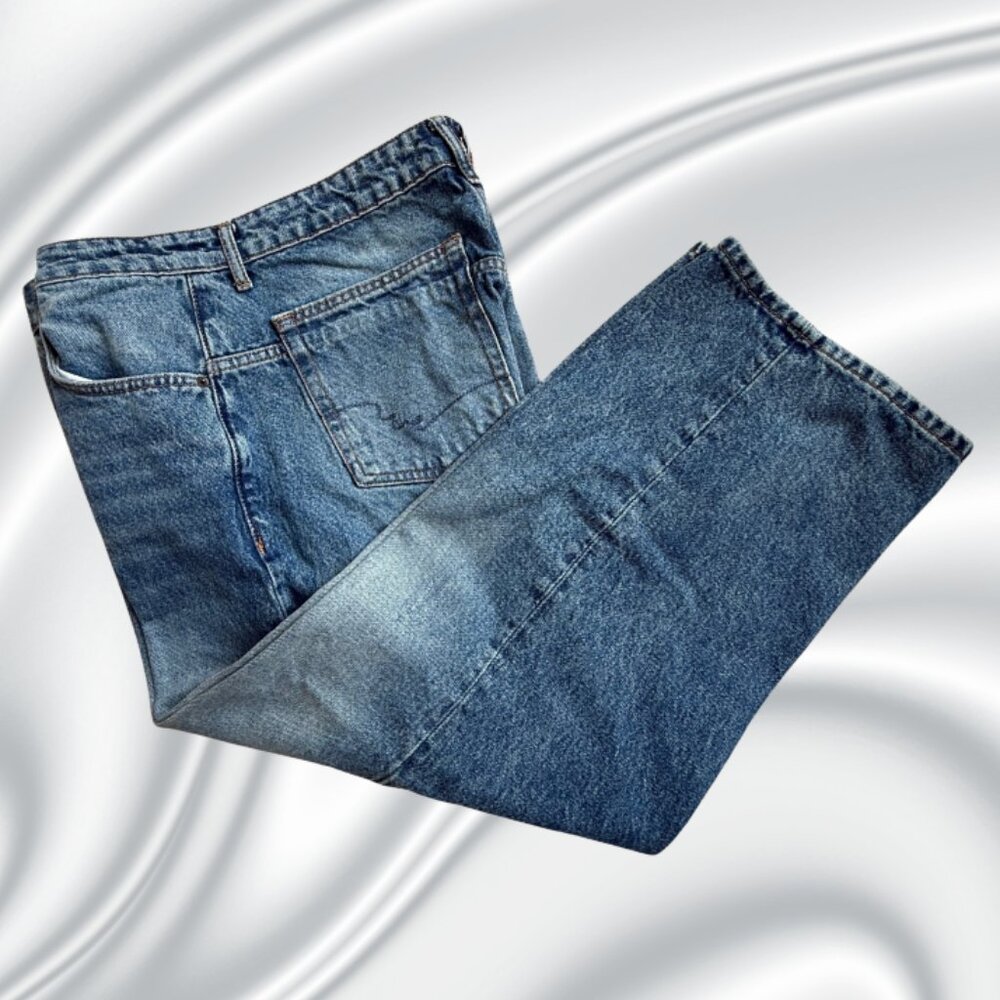 We The Free Wide Leg Crop Denim Jeans Sz 31 Button Fly Medium Wash - Picture 6 of 16